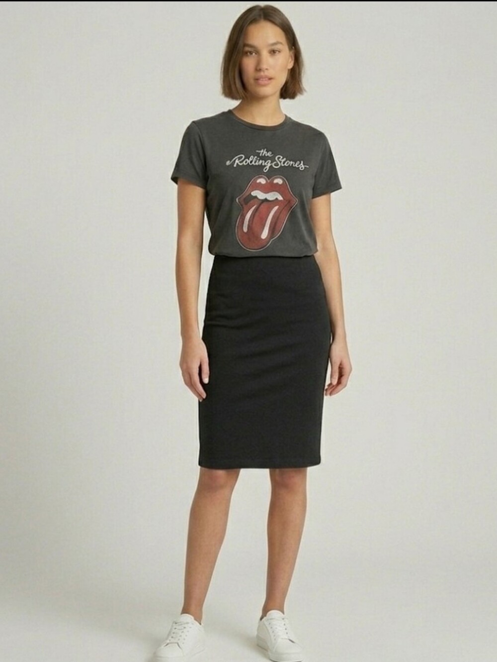 NEW Vintage 90s Y2K Heart & Hips Stretch Jersey Knit Pencil Skirt in Black Med